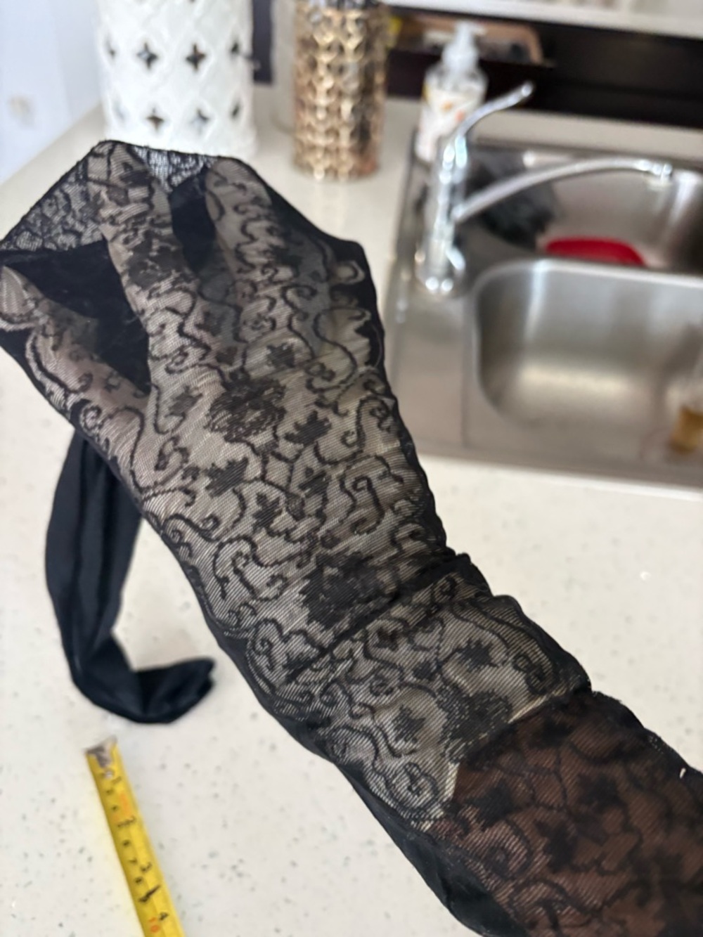 Wolford Black Lace Stockings Brand New FLAWED!!